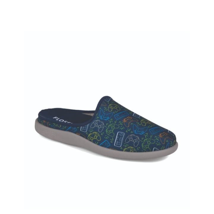 Zapatillas de casa verano hombre puntera cerrada mandos consola color marino