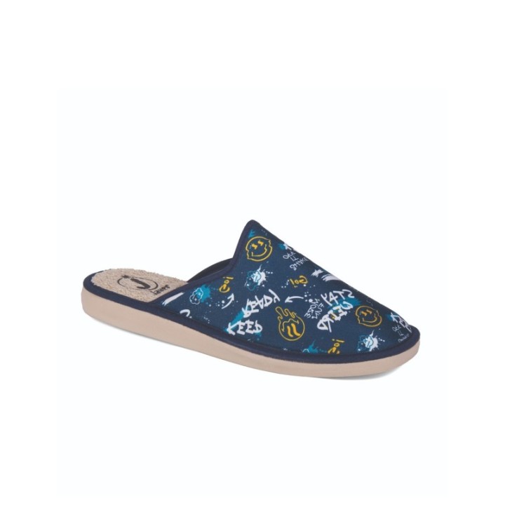 Zapatillas de casa verano hombre puntera cerrada Smiley color marino