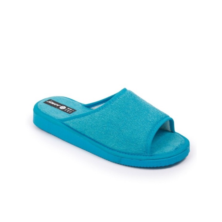 Zapatillas casa puntera abierta piso eva pegado color turquesa