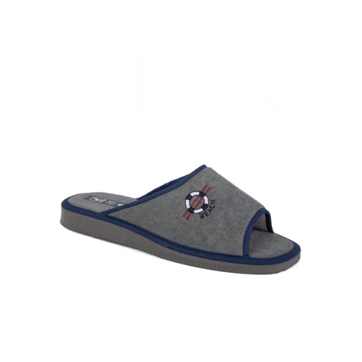 Zapatillas de casa verano hombre puntera abierta Beach color gris