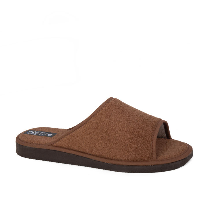 Zapatillas casa suaves abierta color marrón