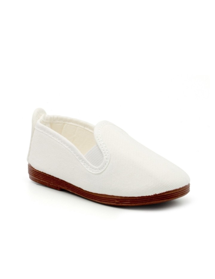Zapatillas lona kung-fu con elástico color blanco