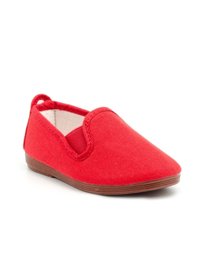 Zapatillas lona kung-fu con elástico color rojo