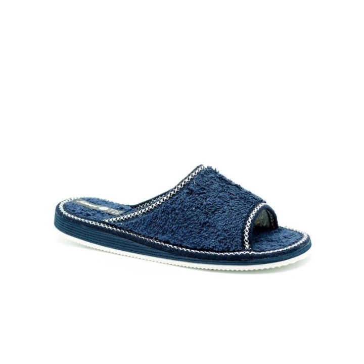 Zapatillas casa terciopelo abiertas piso eva pegado color marino