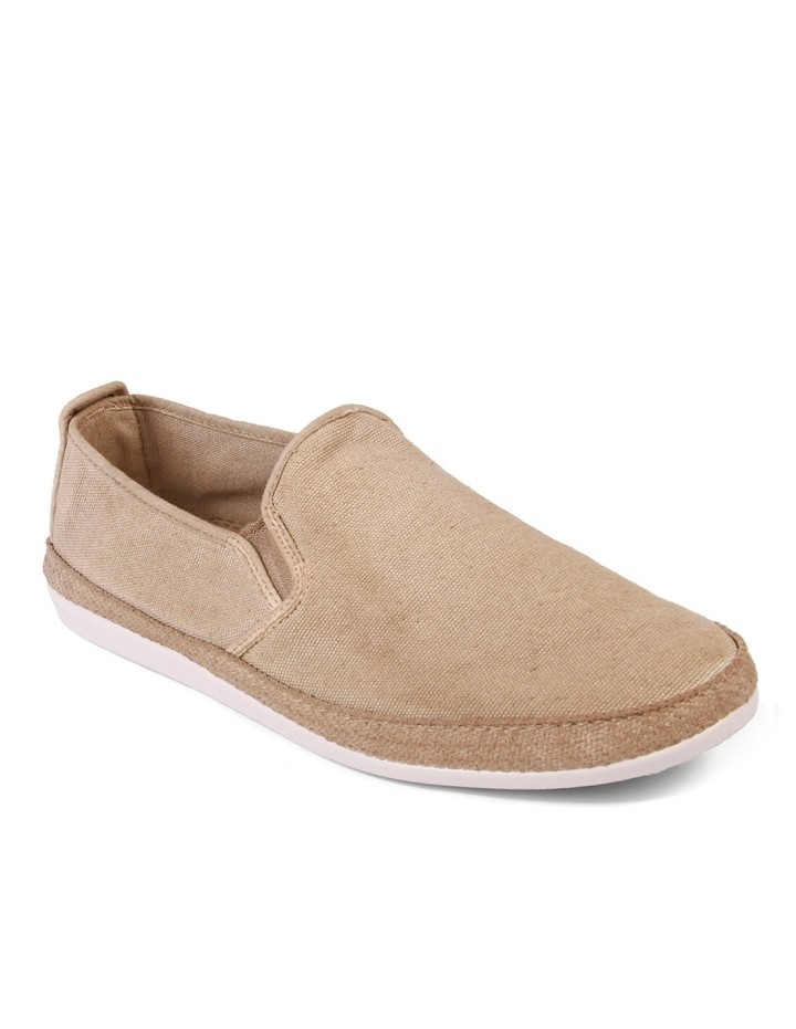 Zapatilla lona con elástico color taupe