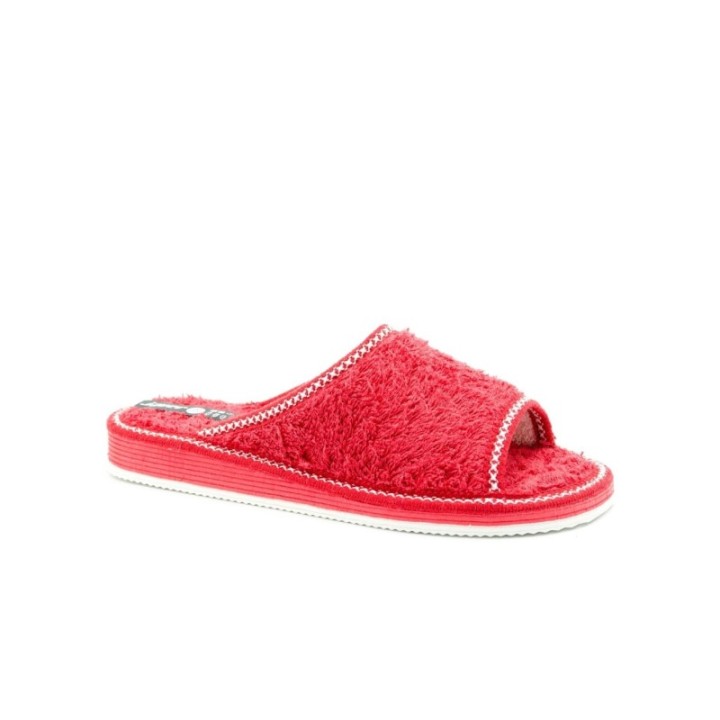 Zapatillas casa terciopelo abiertas piso eva pegado color rojo