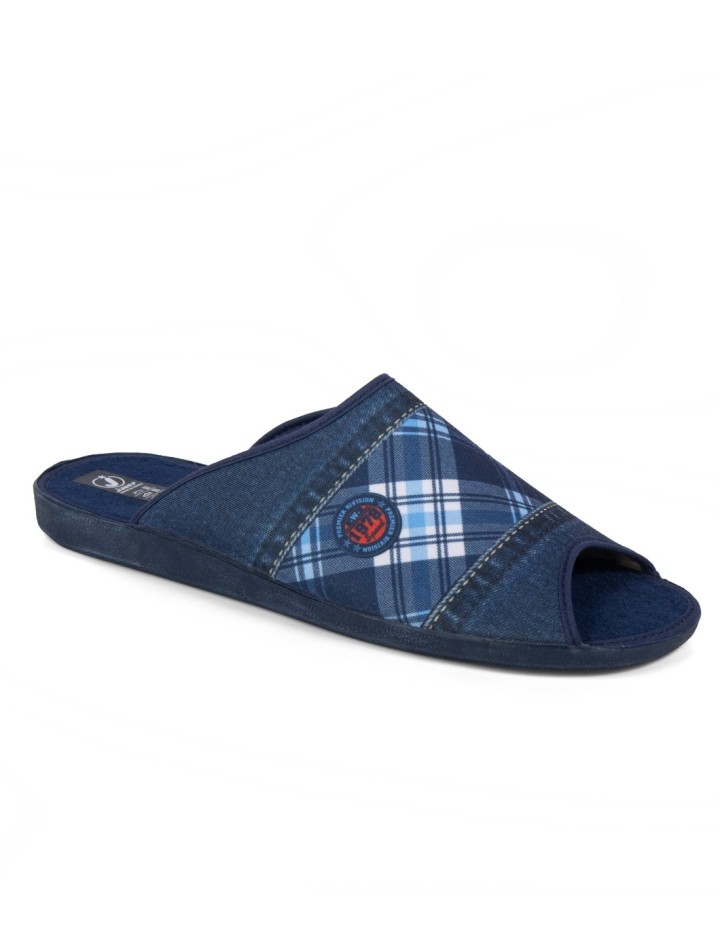 Zapatillas de casa verano hombre puntera abierta color marino