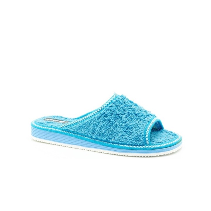 Zapatillas casa terciopelo abiertas piso eva pegado color turquesa