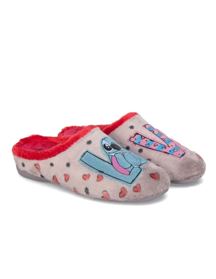 Zapatillas de casa abiertas Stich Love color niebla