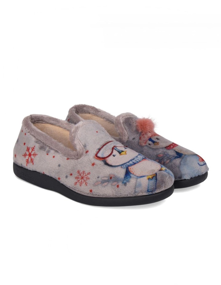 Zapatillas de casa cerradas estampado pingüino