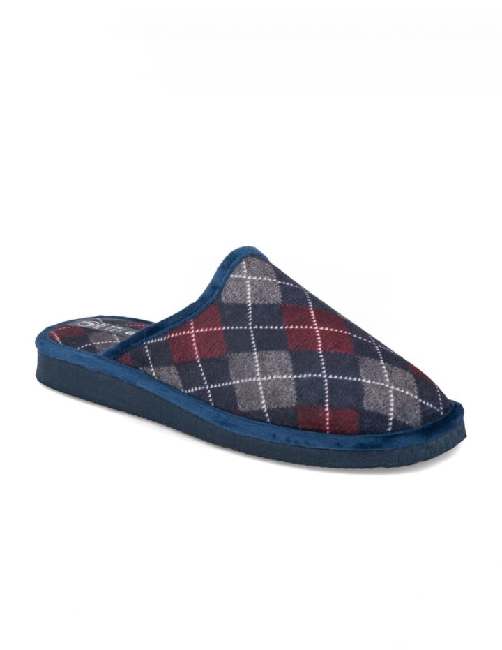 Zapatillas de casa abiertas para hombre con estampado a cuadros