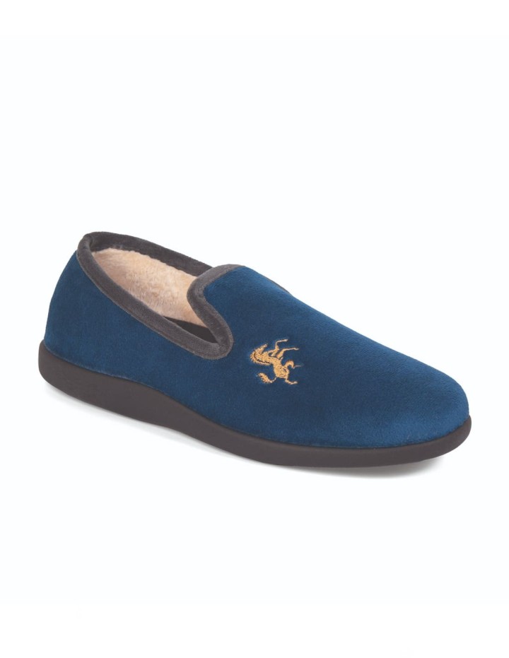 Zapatillas de casa cerradas para hombre color azul marino y estampado caballo