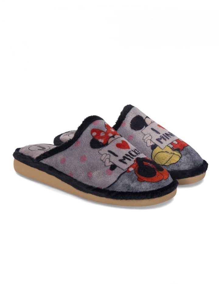 Zapatillas de casa abiertas estampado Mickey Minnie