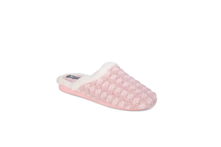 Zapatillas de casa abiertas mujer color rosa borde blanco