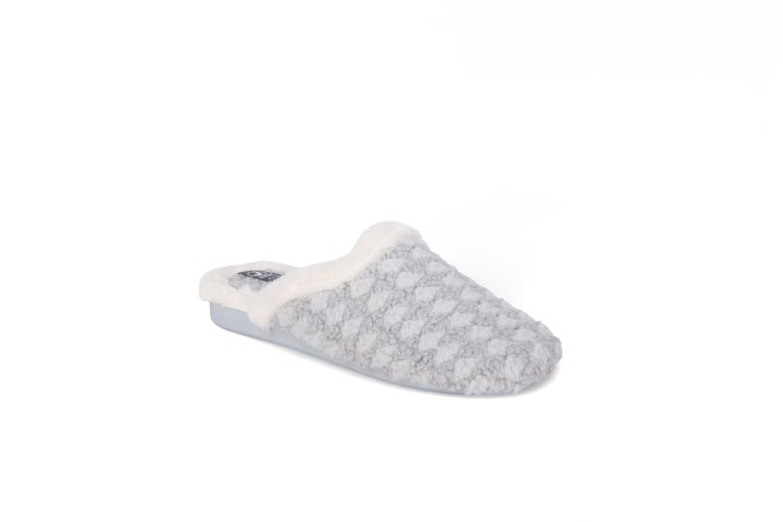 Zapatillas de casa abiertas mujer color gris borde blanco