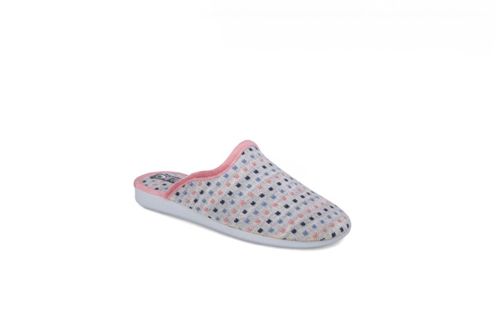 Zapatillas de casa abiertas color gris estampado floral