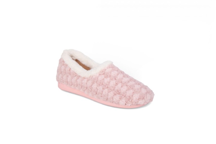Zapatillas de casa cerradas confort color rosa y borde blanco