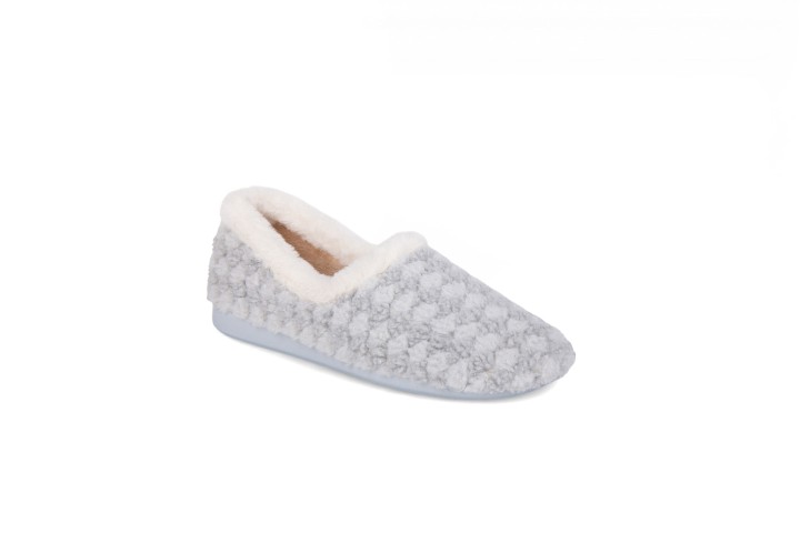 Zapatillas de casa cerradas confort color gris y borde blanco