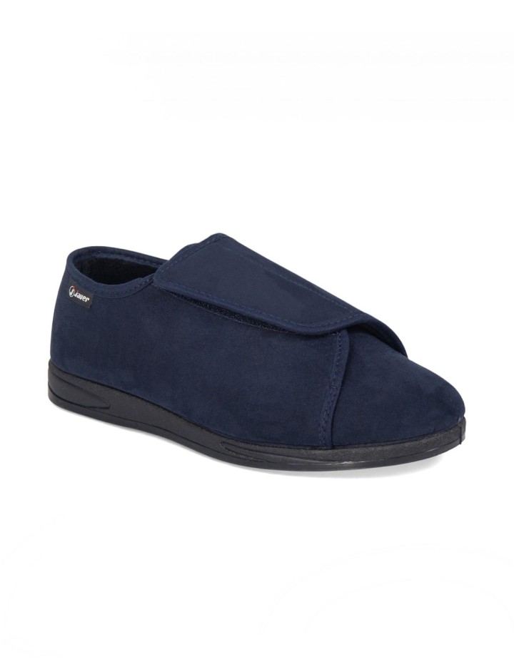 Zapatos de hombre pies delicados ancho especial cierre velcro amplio color azul marino