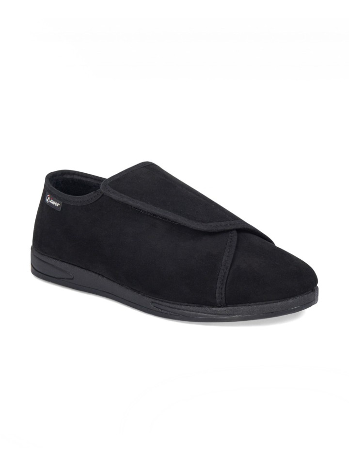 Zapatos de hombre pies delicados ancho especial cierre velcro amplio color negro