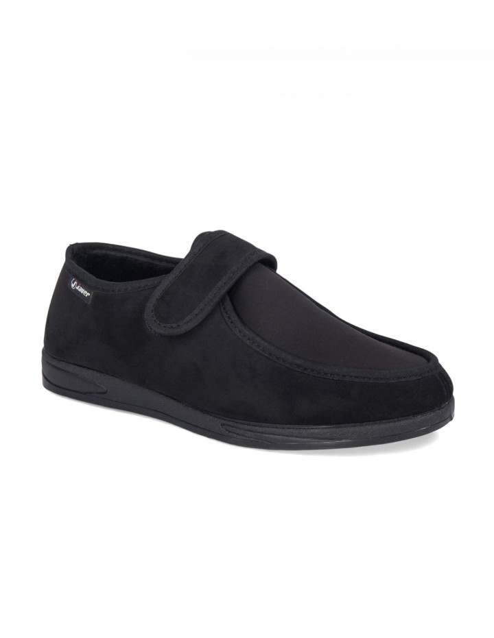 Zapatos de hombre pies delicados ancho especial cierre velcro color negro