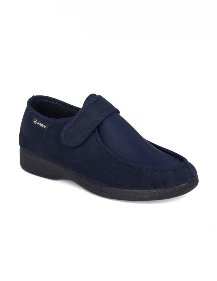 Zapatos de mujer pies delicados ancho especial cierre velcro color azul marino