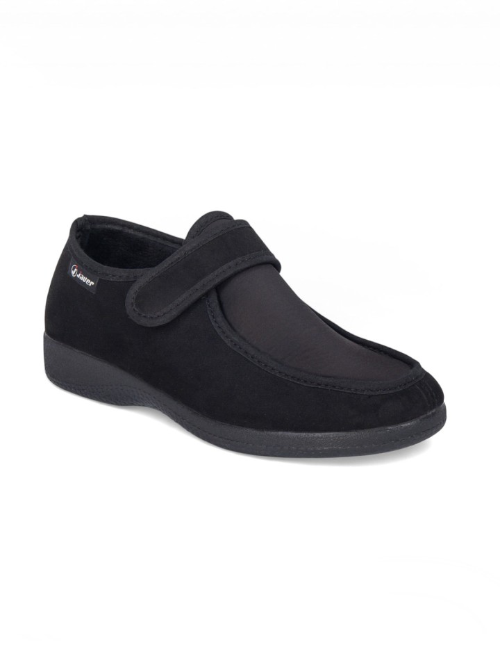 Zapatos de mujer pies delicados ancho especial cierre velcro color negro