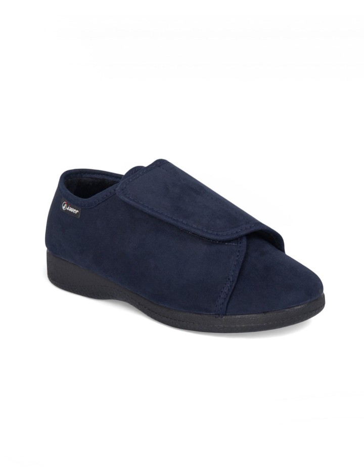 Zapatos de mujer pies delicados ancho especial cierre velcro amplio color azul marino
