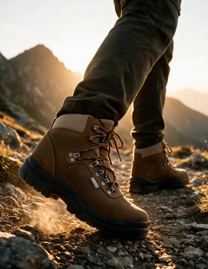 Botas trekking altas Nobuck hidrofugado y calcetín impermeable color marrón