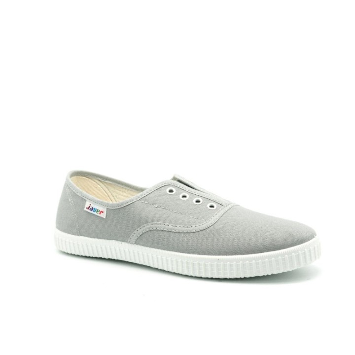 Zapatillas lona sin cordones color gris