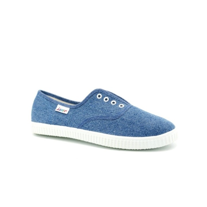 Zapatillas lona sin cordones color tejano