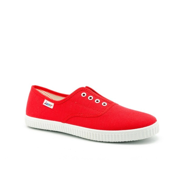 Zapatillas lona sin cordones color rojo
