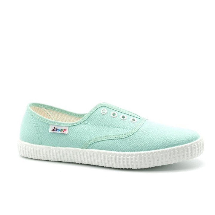 Zapatillas lona sin cordones color menta