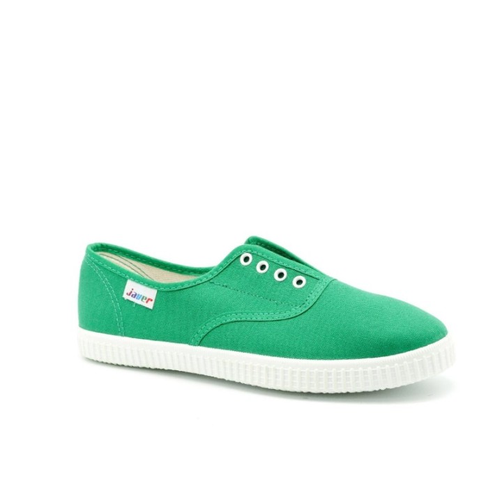 Zapatillas lona sin cordones color verde