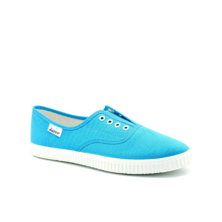 Zapatillas lona sin cordones color turquesa