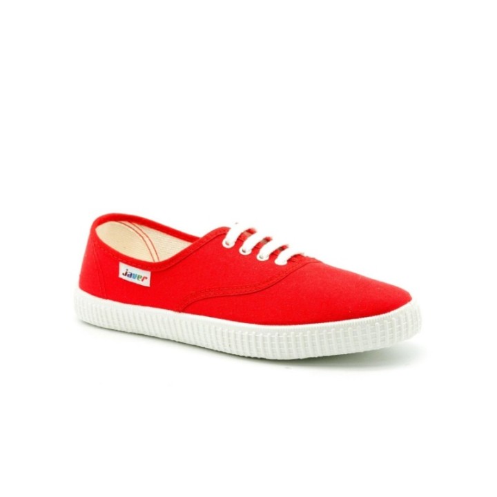 Zapatillas lona con cordones color rojo
