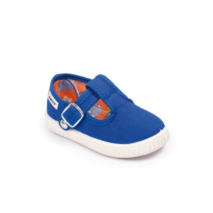Sandalias lona con cierre de corchete color royal