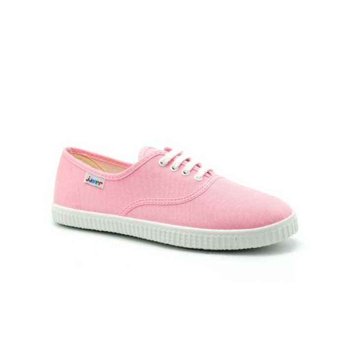 Zapatillas lona con cordones color rosa