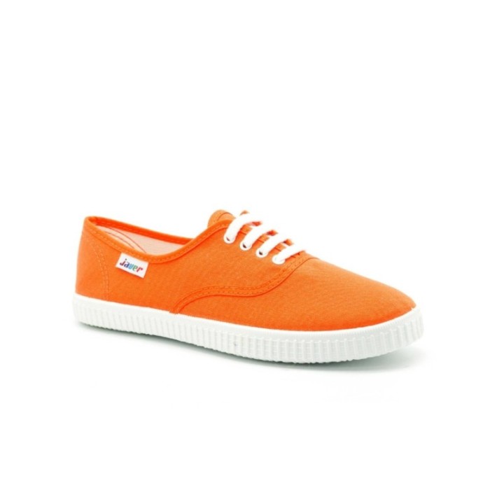 Zapatillas lona con cordones color naranja