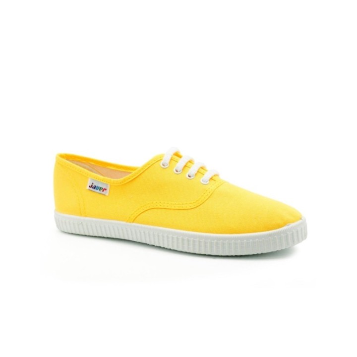 Zapatillas lona con cordones color amarillo
