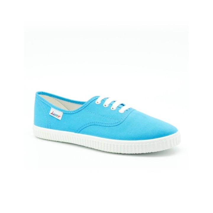 Zapatillas lona con cordones color turquesa
