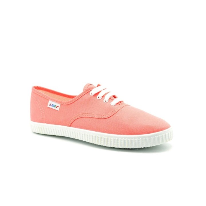 Zapatillas lona con cordones color coral