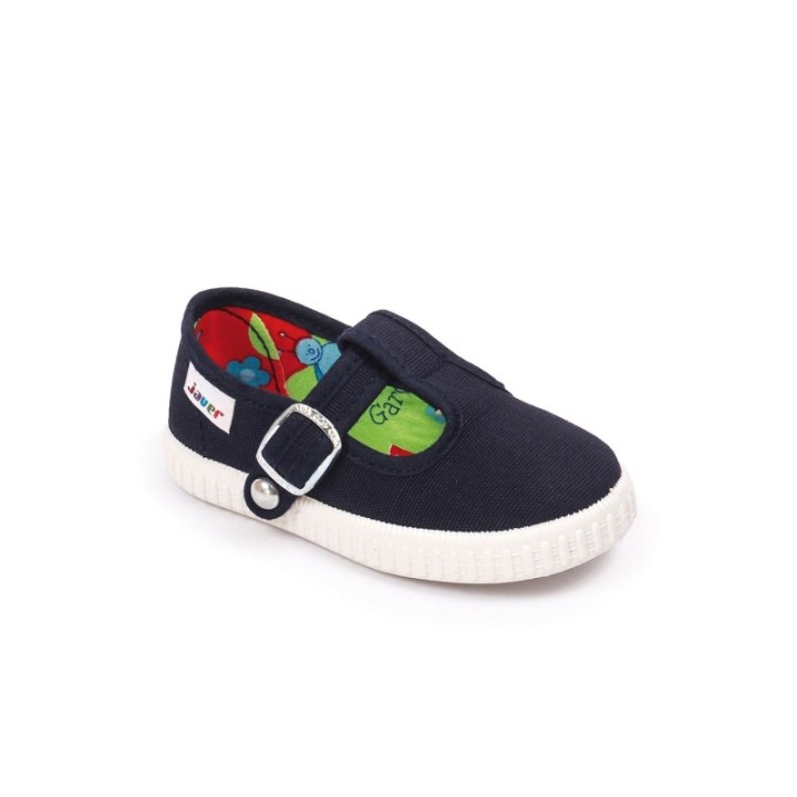 Sandalias lona con cierre de corchete color marino