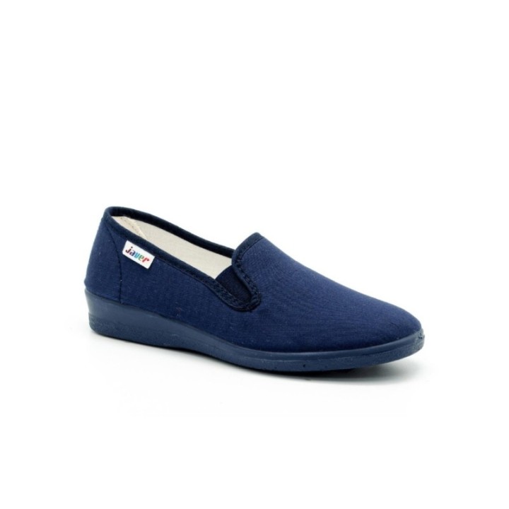 Zapatillas lona con elástico y cuña baja color marino