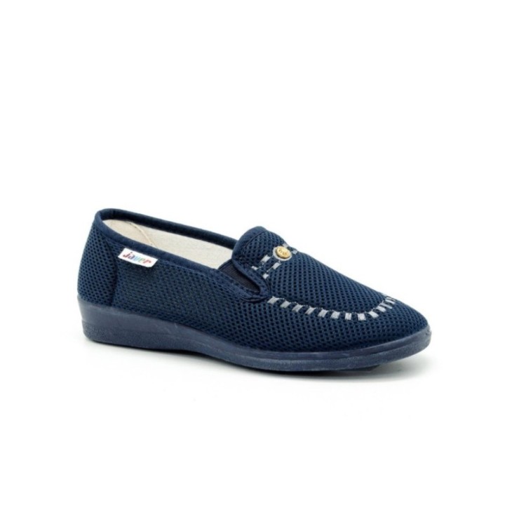 Zapatillas lona con elástico y acabado decorado color marino