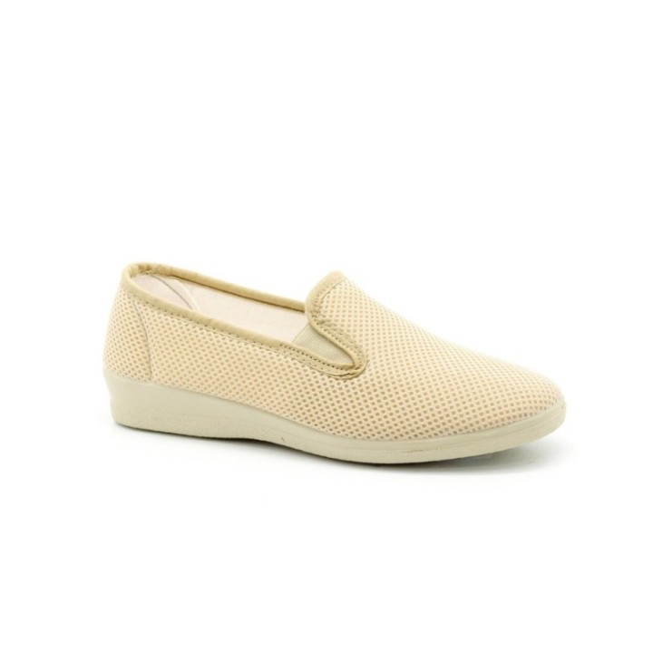Zapatillas lona con elástico y vulcanizado color beige