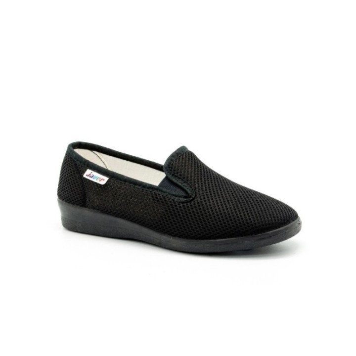 Zapatillas lona con elástico y vulcanizado color negro