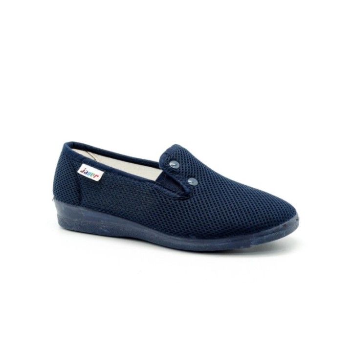 Zapatillas lona con elástico y acabado botón color marino