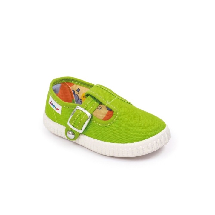 Sandalias lona con cierre de corchete color pistacho