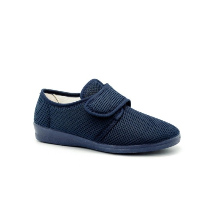 Zapatillas lona con cierre de velcro y vulcanizado color marino